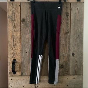 Women’s S PINK VICTORIA’S SECRET Yoga Pants Charcoal Gray Maroon White Dog VGC